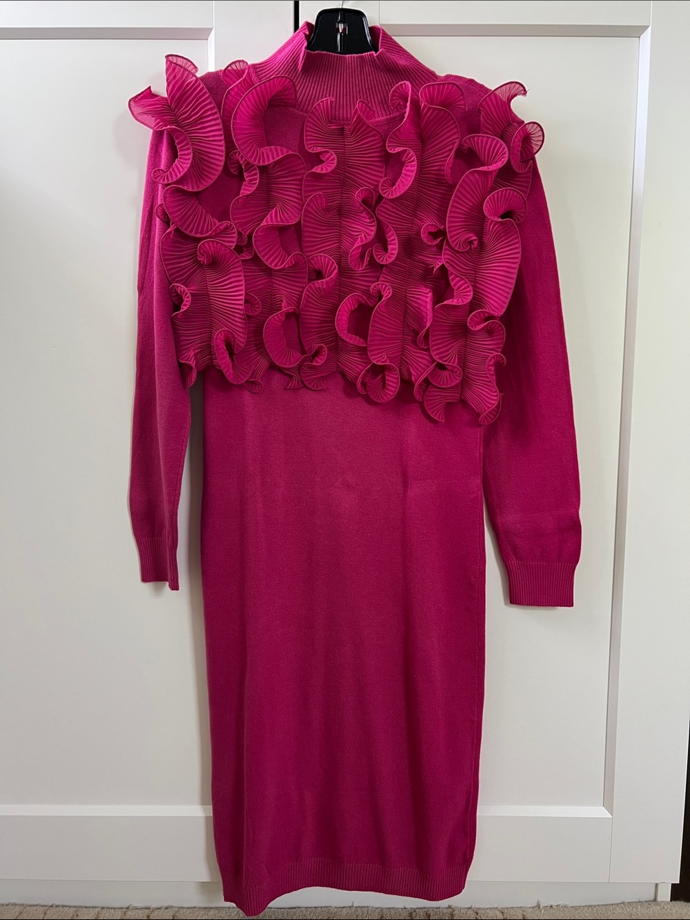 Fuchsia Ruffle Knit Dress